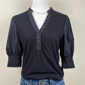 HABITUAL Puff Sleeve Henley Style Top